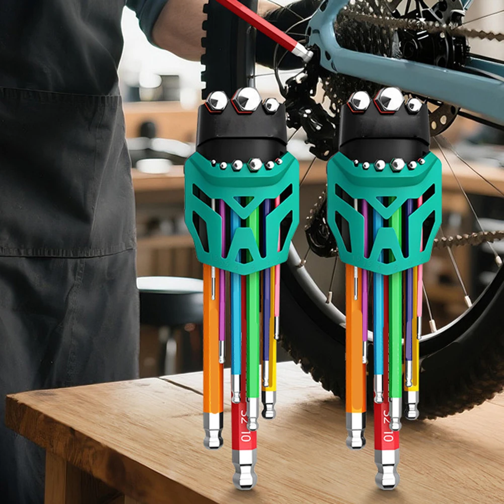 Compact Storage Hex Wrench Set with Labeled Holder for Quick Identification of All 12 Inch Sizes in Tool Organization