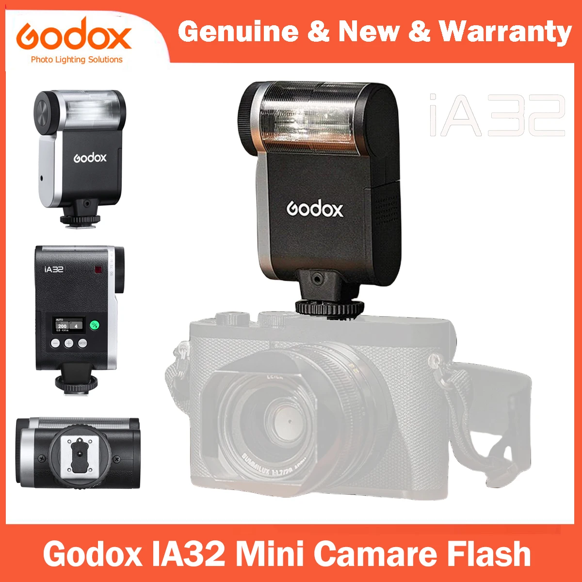 Godox IA32 Mini Camera Flash for Canon Fuji f1-230 Sony zv1 zve10 Ricoh gr3 Nikon Fuji Panasonic Olympus Pentax Most SLR Cameras