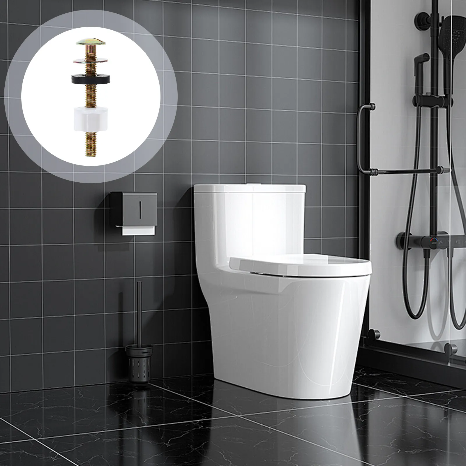 

2Pcs Toilet Seat Fittings Split Design Sealing Ring Durable Metal Rubber Easy Installation Home Public Places Toilet Tank Bolts