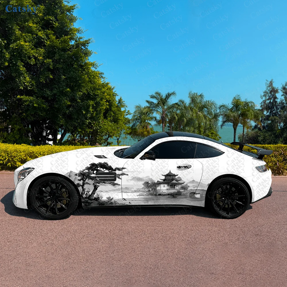 

Чернила для мытья, китайские здания, боковая наклейка для автомобиля, водонепроницаемая, устойчивая к царапинам наклейка из ПВХ, защита автомобиля, автоаксессуары в подарок