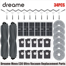 Dreame Mova E30 Ultra Vacuum Replacement Parts Main Tricut Roller Side Brush Hepa Filter Mop Cloth Dust Bag Accessories