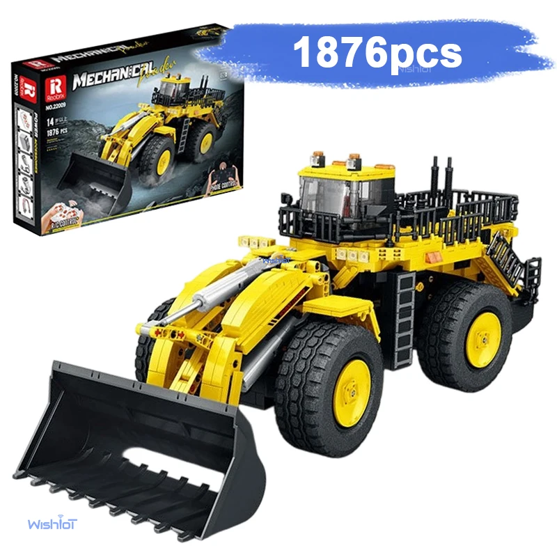 

Желтый механический погрузчик MOC 22009, серия строительной техники, модель строительных блоков, кирпичи, детская игрушка для мальчиков, Рождественский подарок