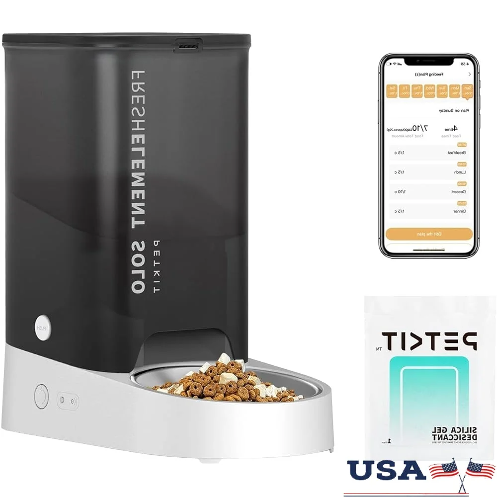 

Automatic Cat Dog Feeder 2.4G WiFi App Control Smart Pet Food Dispenser 10 Meals Triple Fresh Lock System Easy Clean