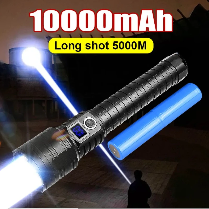 

2024 Newest 10000mAh Rechargeable Flashlight 800W LED High Power LED Flashlights Powerful Rang Long Torch Light Tactical Lantern