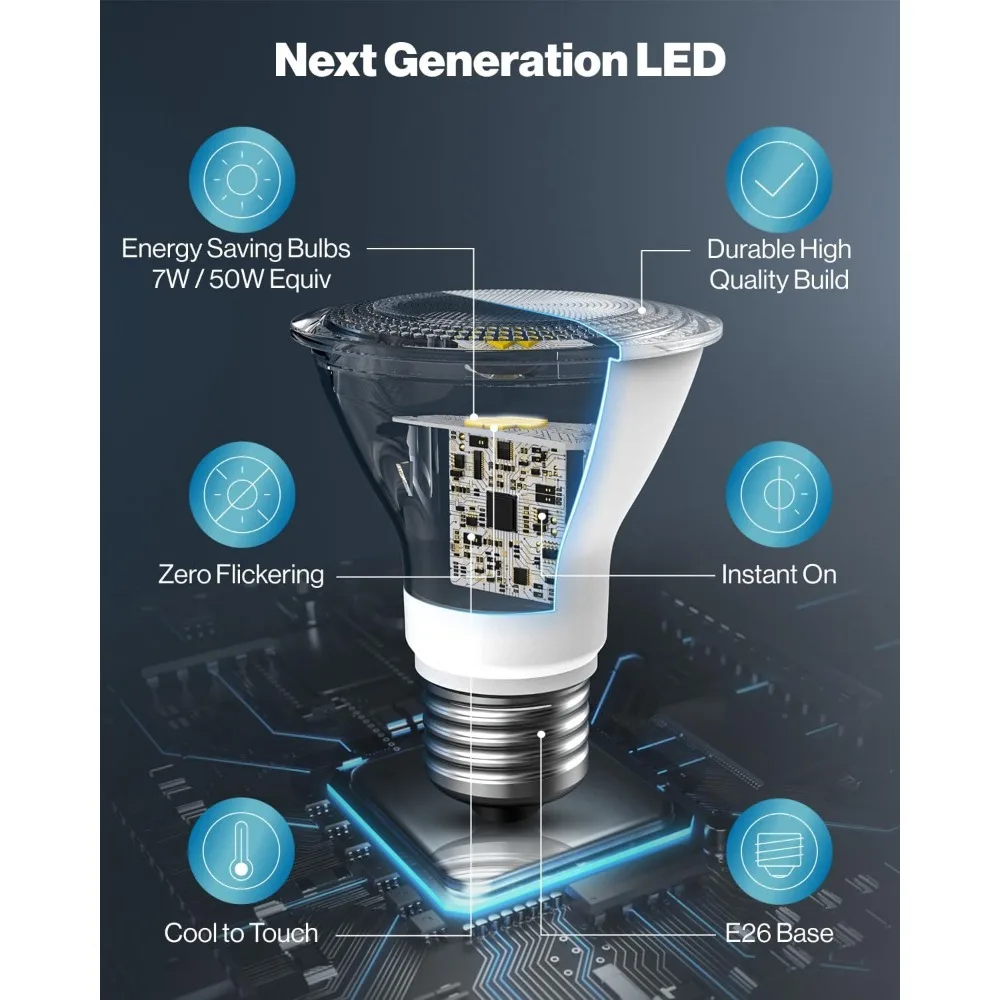 Bombillas LED de inundación, paquete 30, 500 lúmenes, 7W, 4000K blanco frío, regulable, base mediana E26, adecuada para exteriores