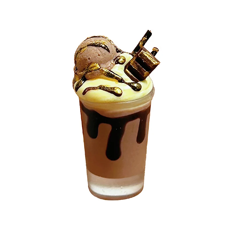 1/12 Dollhouse Miniature Hazelnut Cocoa Ice Mocha Cup Ice Cream Drinks Model Toy Mini Summer Beverage Ornaments Pretend Play Toy