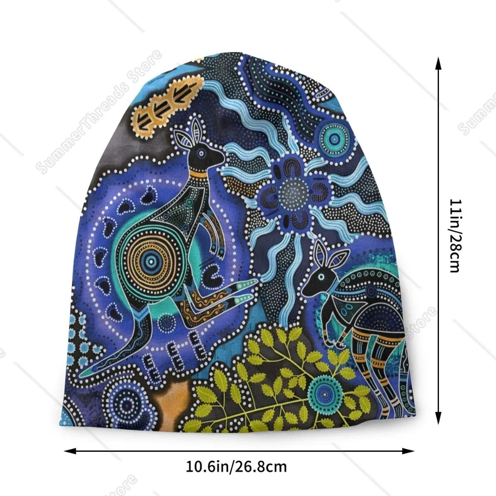 Kangaroo Dreaming Thin Skullies Beanies Fashion Caps For Men Women Australian Aboriginal Art Ski Caps Bonnet Hats