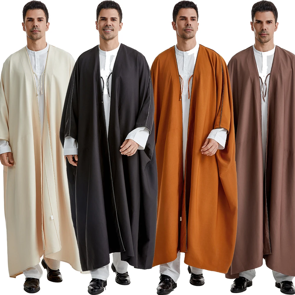 

Eid Muslim Men Jubba Thobe Abaya Long Dress Ramadan Kimono Robe Saudi Arabic Musulman Kaftan Dubai Djellaba Islamic Clothing New