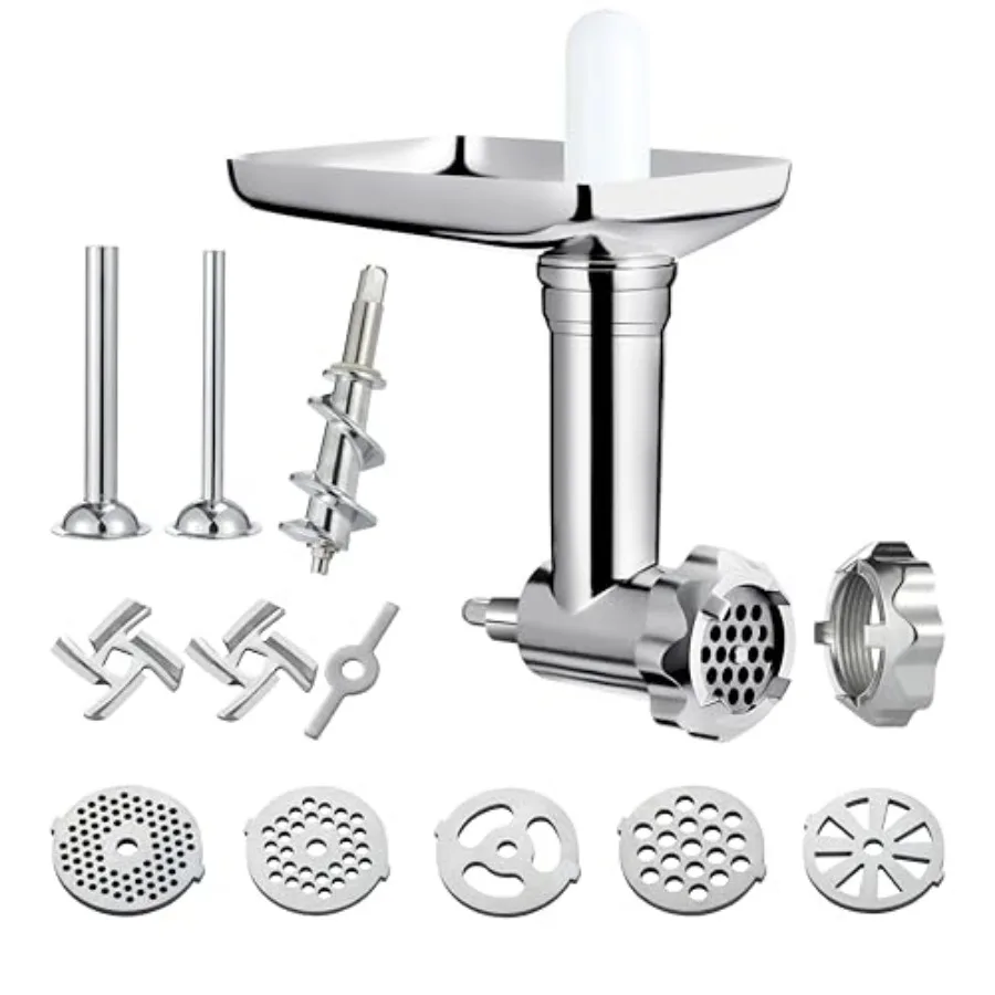 

Metal Food Grinder Attachment for KitchenAid Stand Mixers Includes Sausage Stuffer TubesDurable Meat Grinder Food Processor Att
