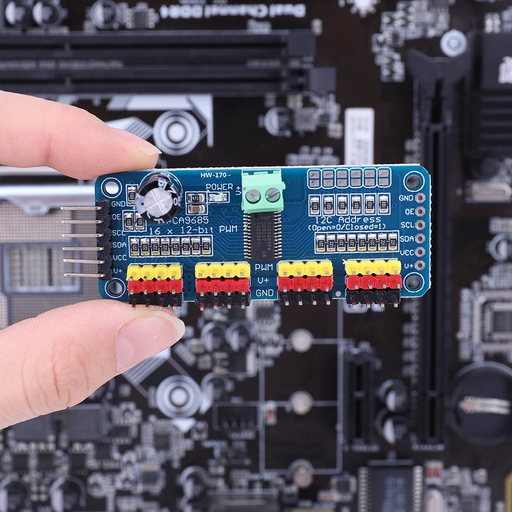 For Arduino Robot/ Raspberry Pi PCA9685 PWM Servo Driver Board IIC Interface 16 Channel 12-Bit PWM Servo Motor Driver Board