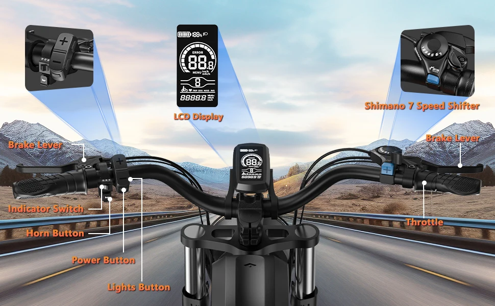 Kickwey K7 Pro Adult Electric Bicycle 3000w(Dual Motor 1500w×2) 48V 23ah Mountain Electric Bike 20 Inch Fat Tire Ebike