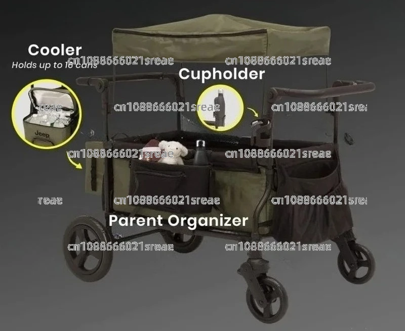 Ler Wagon con bolsa térmica y organizador para padres de Delta Children negro/verde