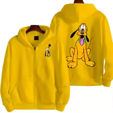 Pluto Men Cartoon Double Sided Zip Hoodie