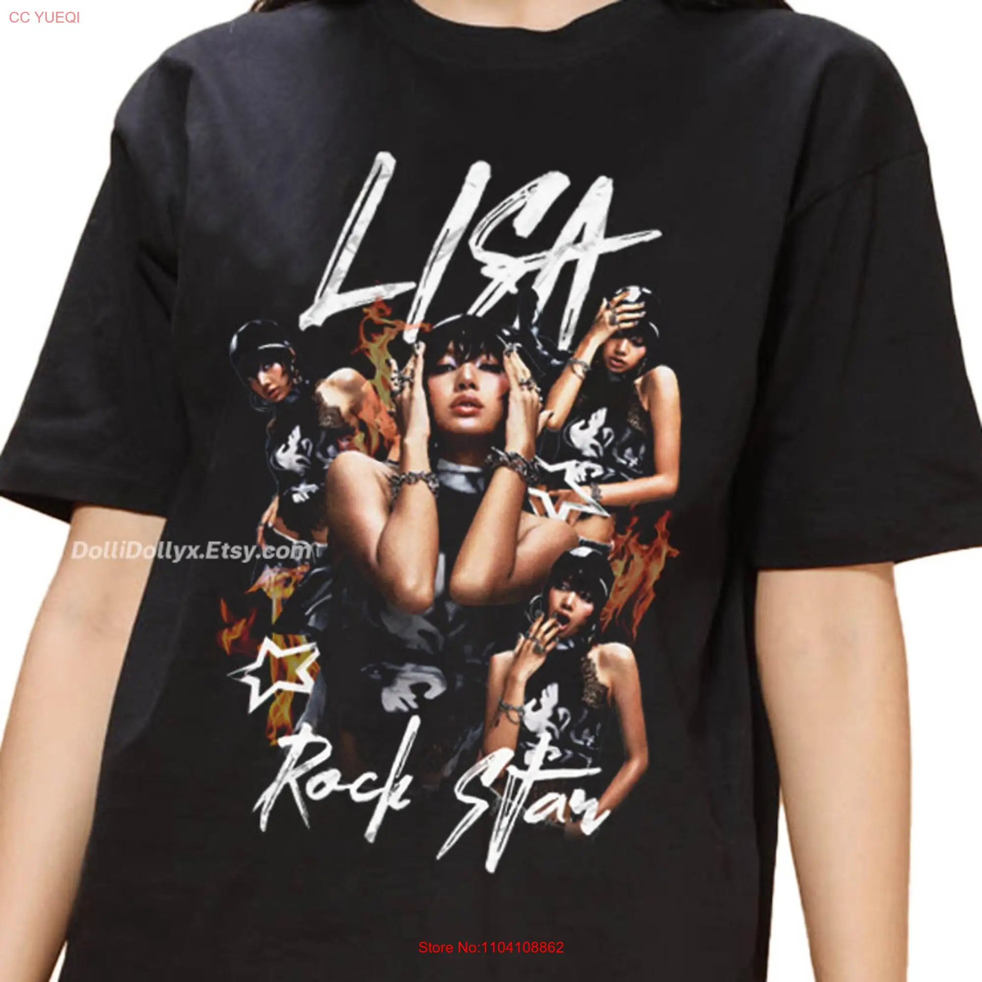 L lisa T shirt Rock Star Lalisa tee Kpop Thai singer pop music Bootleg long or short sleeves