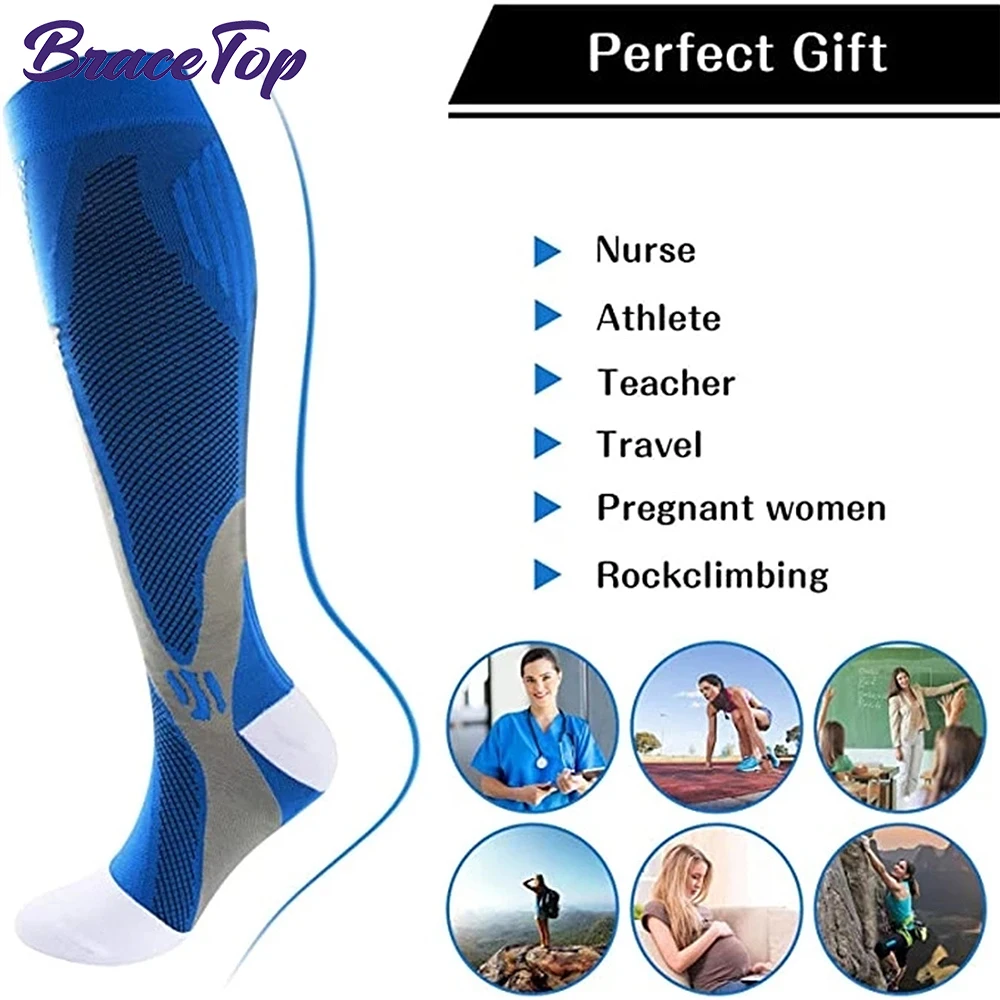 BraceTop 1 Pair Sports Stockings Compression Golf Sport Socks Medical Nursing Stockings Prevent Varicose Veins Socks Rugby Socks