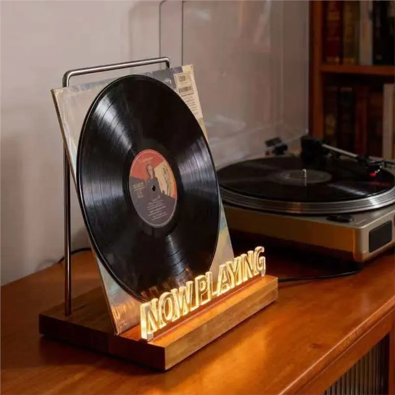 BAAG-Vinyl Record Holder Up For LP Storage Display Desktop Turntable Decor Rack Now Playing Vinyl Record Display