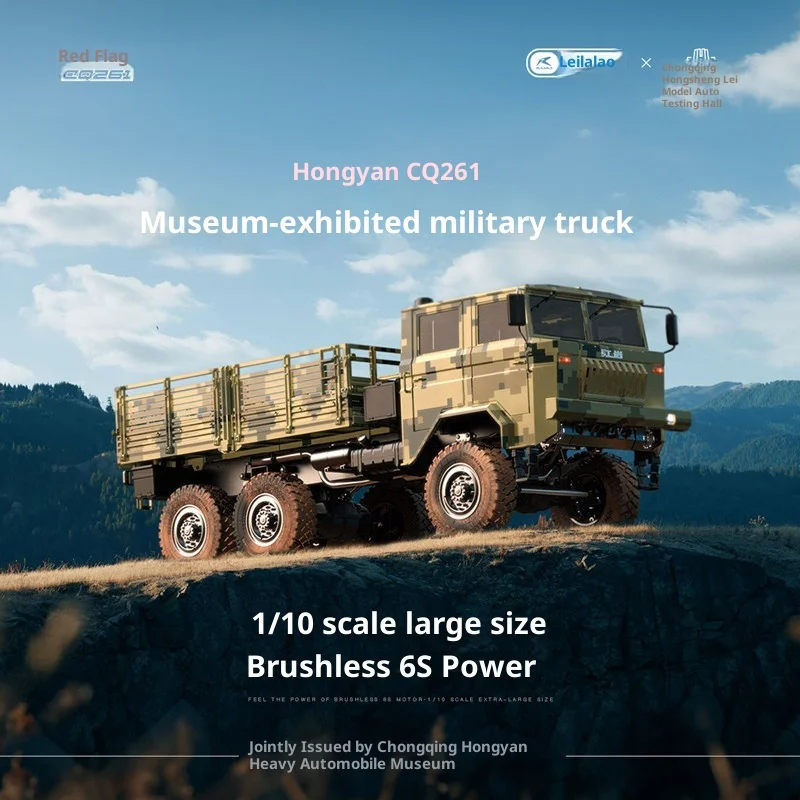 Hongyan CQ261 1/10 Maßstab 6x6 RC Militär-LKW Vollproportionales Simulationsmodell mit Komplettem Beleuchtungssystem