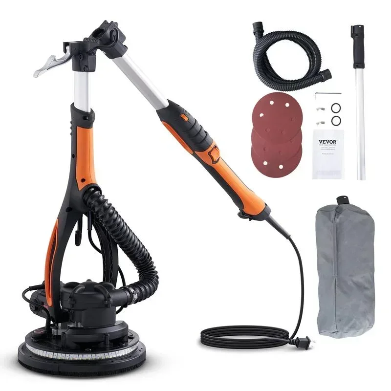 VEVOR Electric Drywall Sander 900W , Foldable Handle & Self-Suction, with LED Strip Light and Vacuum Bag