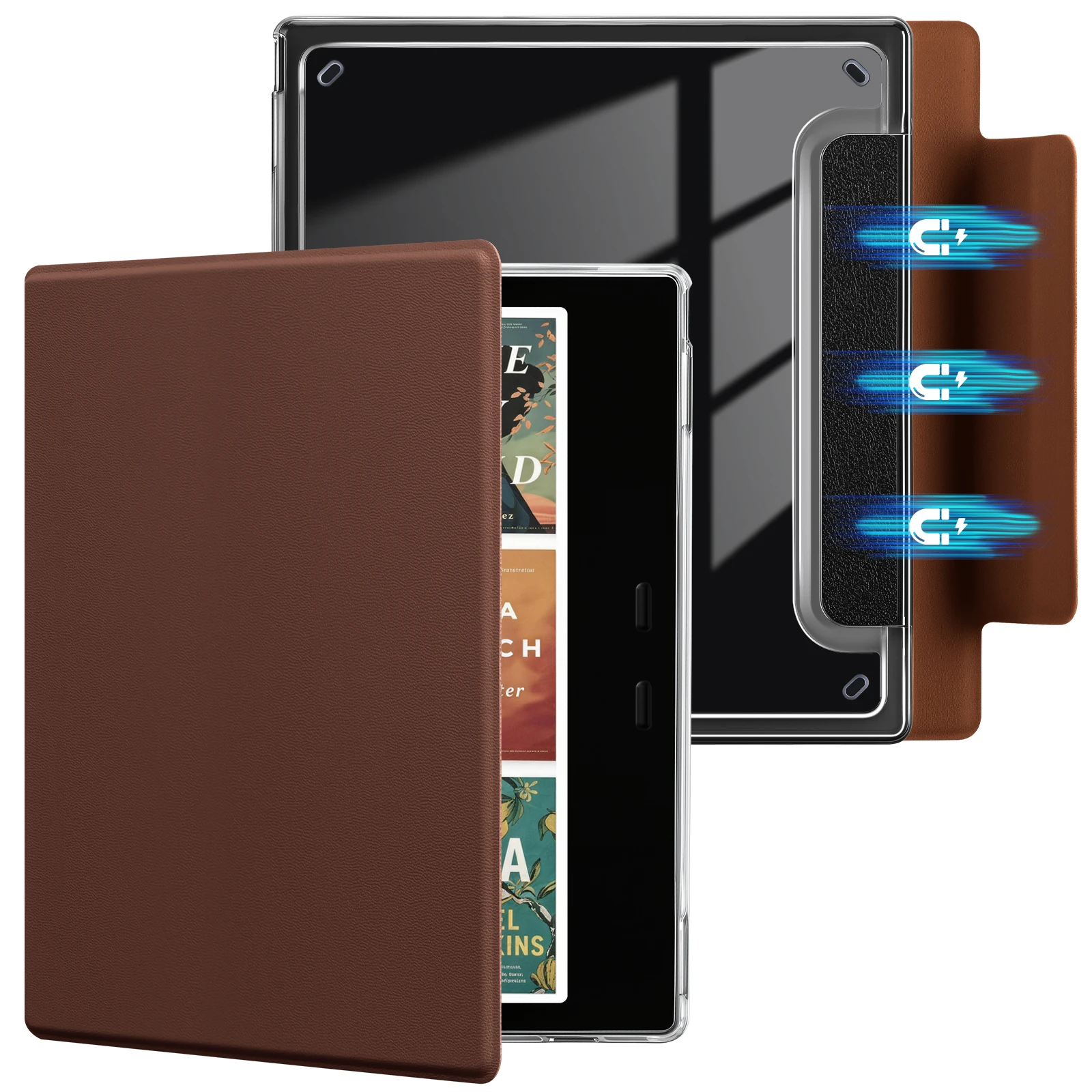 Hülle für Onyx Boox Go 7 Go Color 7" Gen 2 Leaf 3 C 2 Paga Raphael 2 Galileo 3, 7" eBook Flip Book Case Cover mit Acrylrückseite
