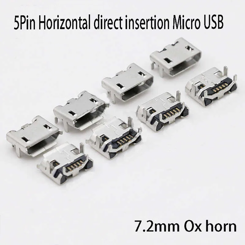 5szt Złącze Micro USB 5pin Jack Gniazdo żeńskie 7.2mm Ox horn Flat Roll Type B Złącze portu ładowania telefonu komórkowego — zdjęcie 3