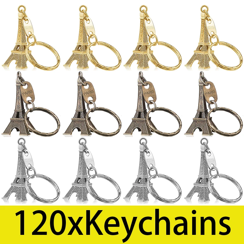 

120Pcs Paris Eiffel Tower Keychain Metal Tower Key Chains Car Keyring Bag Pendant Accessory France Souvenirs Gift Keychain