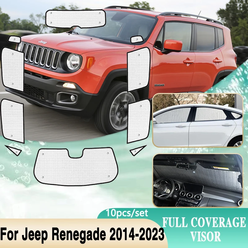 

Full Coverages Sunshades For Jeep Renegade 2014~2023 Windshield Sun UV Protection Visor Car Accessories 2018 2019 2020 2021 2022