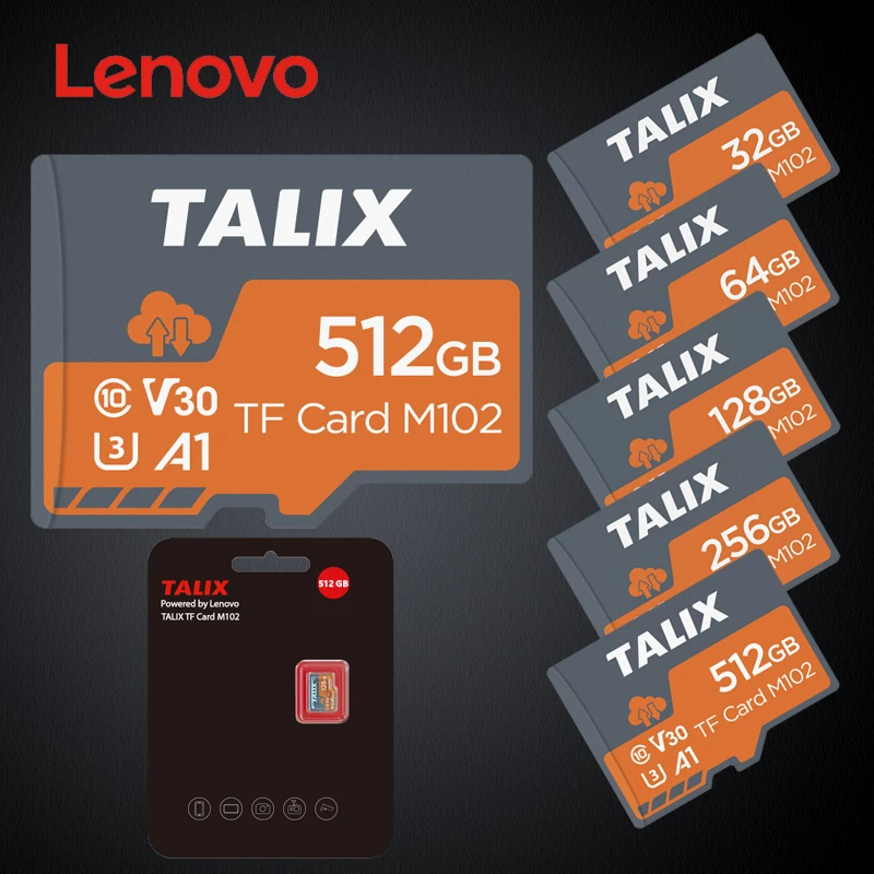 

Lenovo Talix Ultra Speed M102 Micro SD Card TF Memory Card 32GB 64GB 128Gb 256GB 512GB 100MB/S A1 U3 C10 V30 For 4K Video Record