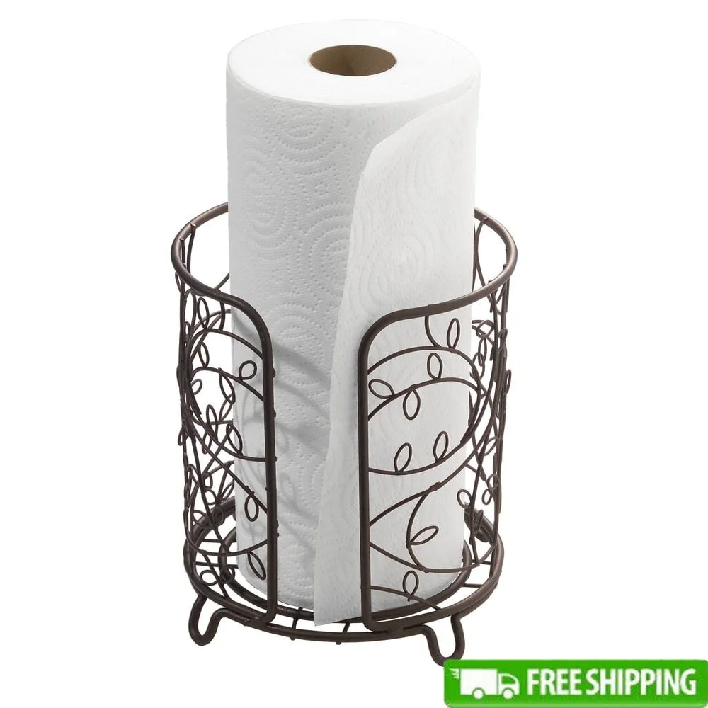 

Free-Standing Paper Towel Holder Stainless Steel Durable Bronze Dispenser Raised Base Easy Setup Multi-Purpose Kitchen Bathroom