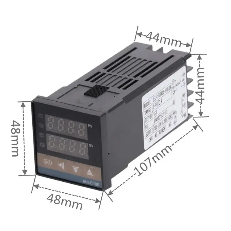 100-240VAC PID REX-C100 Temperature Controller Range 0 to 900C SSR40A K Thermocouple, PID Controller Set + Heat Sink