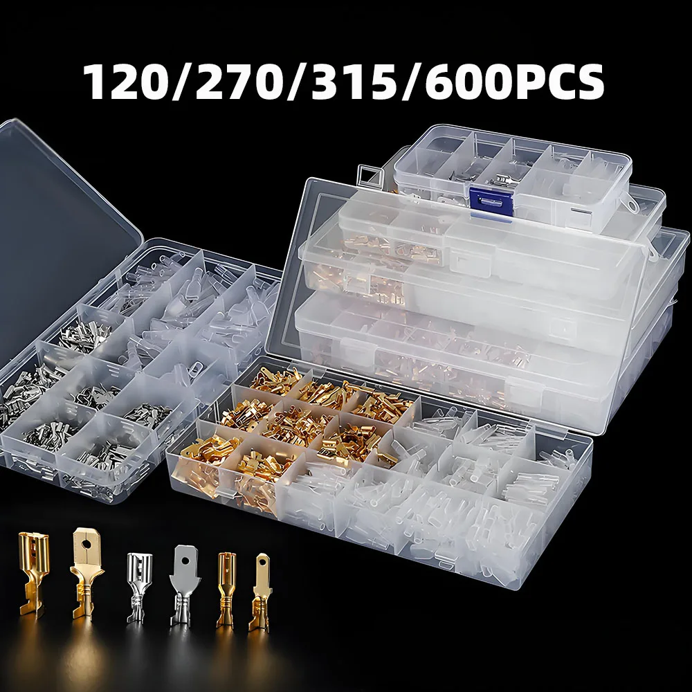 Box Insulated Male Female Wire Connector 2.8/4.8/6.3mm Electrical Crimp Terminals Termin Spade Connectors Assorted Kit