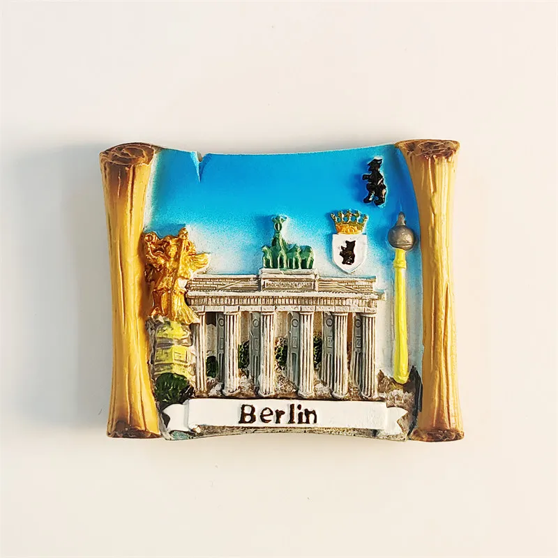 Berlin landmark building tourist souvenir three-dimensional painting decoration refrigerator magnet resin material