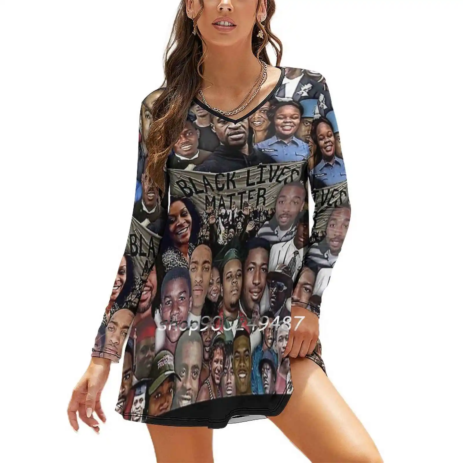 

Protest Black Lives Matter Poster Women Casual High Waist Mini Dress Long Sleeve Dress Autumn New Fashion Dress George Floyd