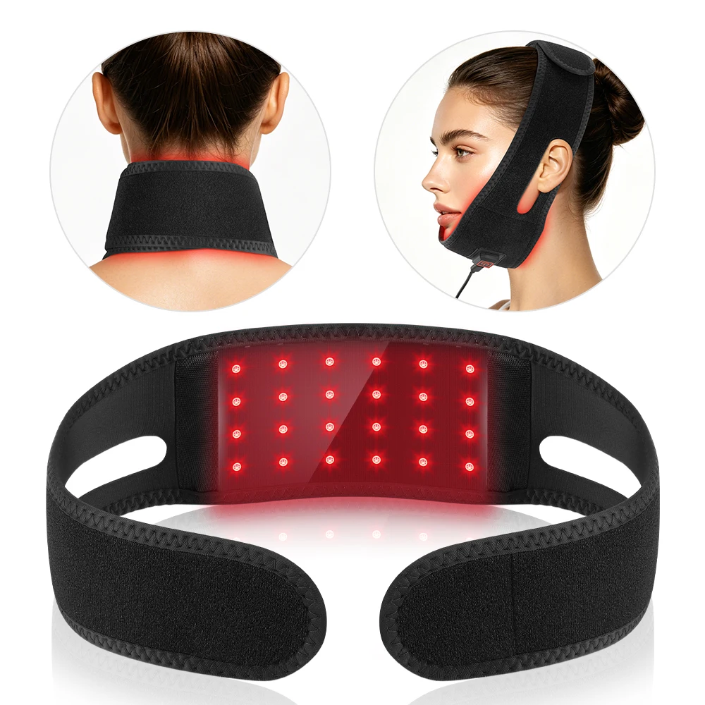 Red LED Light Band 660nm 850nm Near Infrared Wrap Brace for Neck Wrist Ankle Chin Fiirming Type-C Power Supply