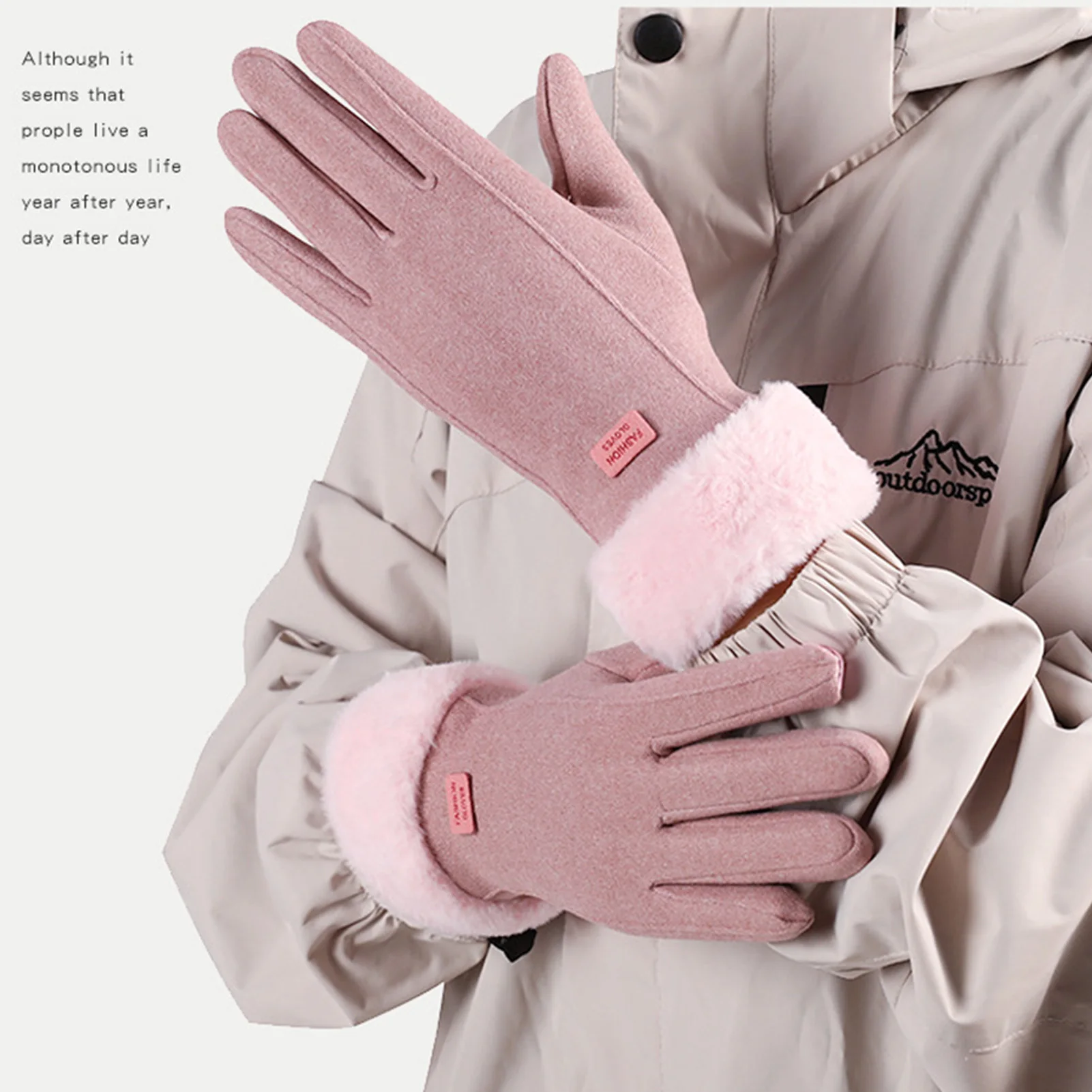 

Winter Warm Gloves For Women Trendy Thickened Velvet Gloves Cycling Camping Travel Cold Resistant Full Finger Mittens 1 Pair