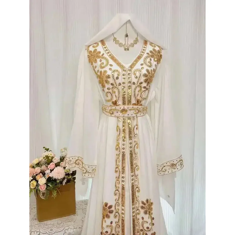 

DY20Summer Thin Dubai Egypt Desert Travel Photo Robe Beaded Sequin Dress Two-Piece Set25