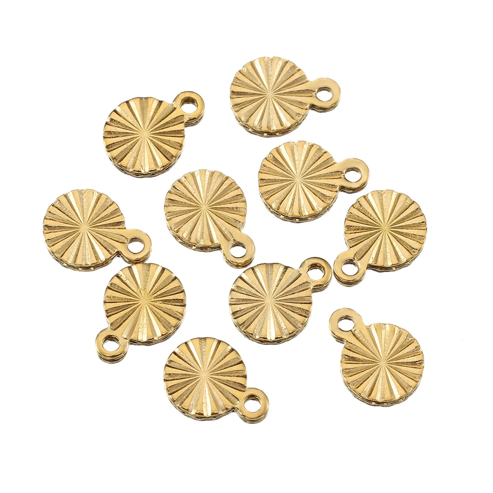 50pcs Stainless Steel Small Snowflake Round Lightning Charms Gold Plated Earrings Jewelry Making DIY Supplies Bulk Wholesale