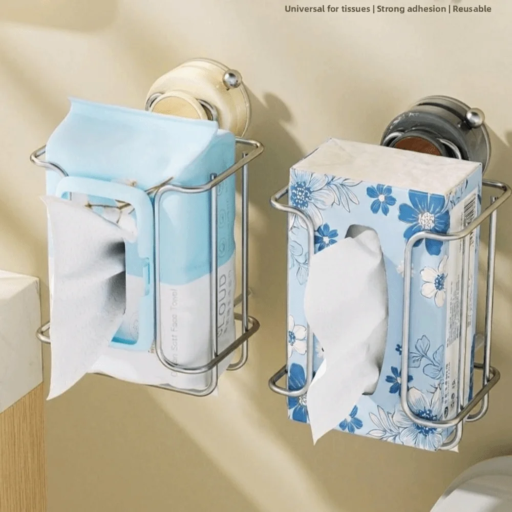 Wall-mounted Suction Cup Toilet Paper Rack Suction Cup Punch-Free Wet Tissue Holder Waterproof Space Saving view 5