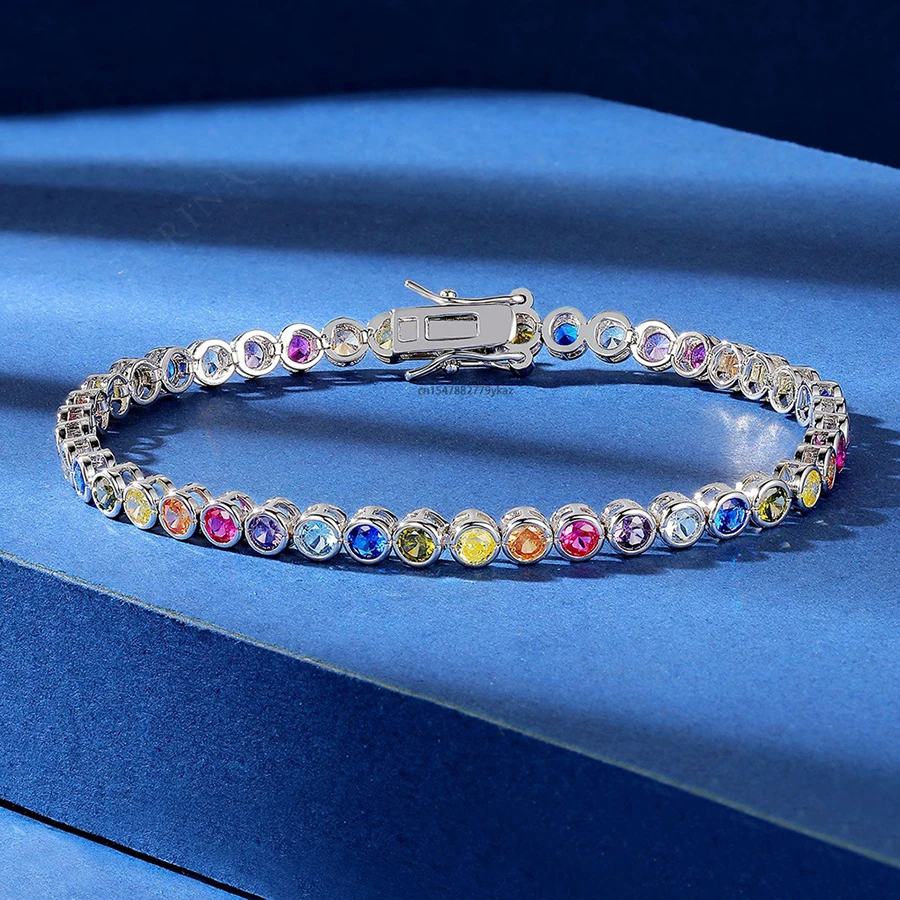 Furina 18K مطلية بالذهب قوس قزح محظوظ سوار فاخر نمط أعلى مجوهرات 5A الصف الملونة الزركون لصديقة عاشق هدية مثالية #2