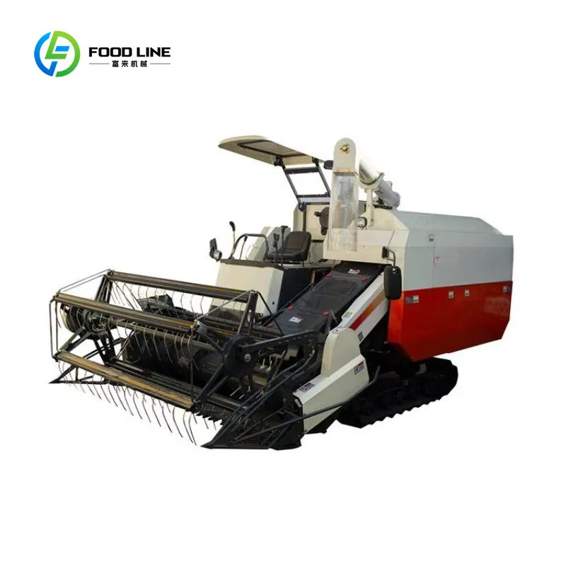 Customized Gearbox 2.2 Meters Large Reaping Width Rubber Crawler Full Feeding Combine Harvester for Paddy Field