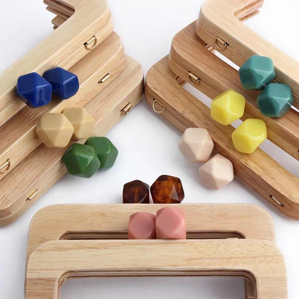 1/4/20PCS 19.6x11cm Natural Candy Color Solid Plastic Bead Wood Handles For Clutch Bags Handbag Wallet Wooden Frame Accessories