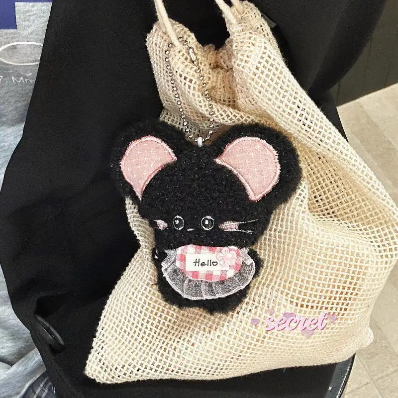 Cute Plush Mouse Doll Keychain Soft Fuzzy Animal Pendant Small Stuffed Toy Keyring for Handbag Decor