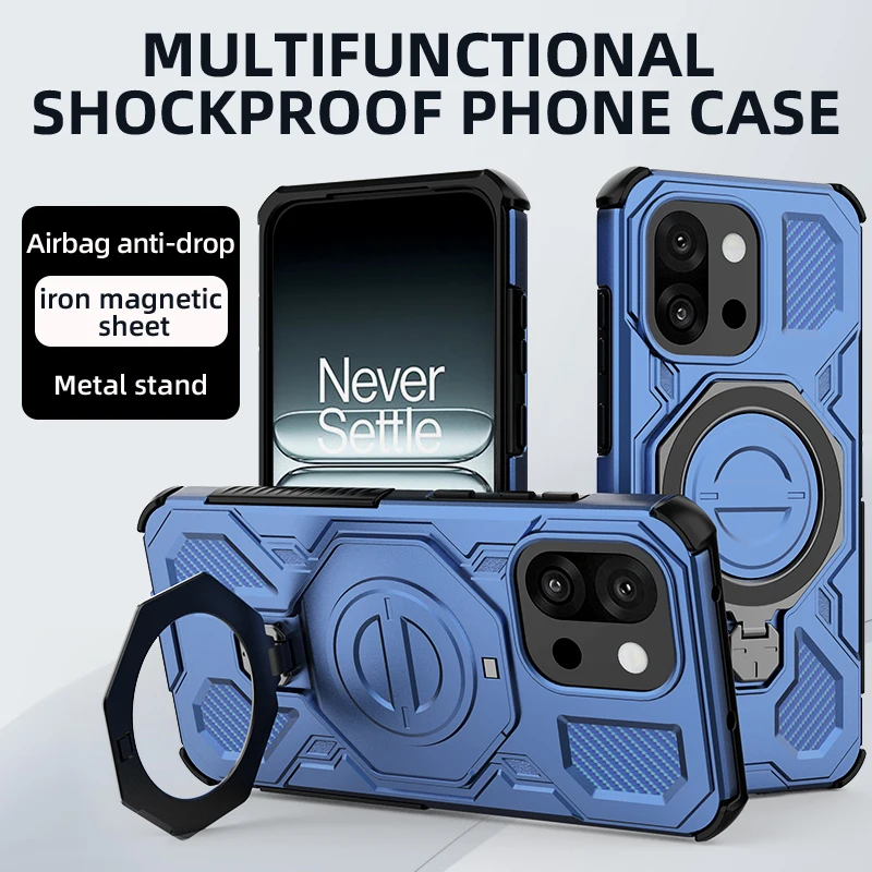 

Armor Geometric Ring Stand Case For Oneplus nord 4 5G 1+ 13 13T 13R Magnetic Cover For One Plus Ace 5 Pro ACE5 shockproof Coque