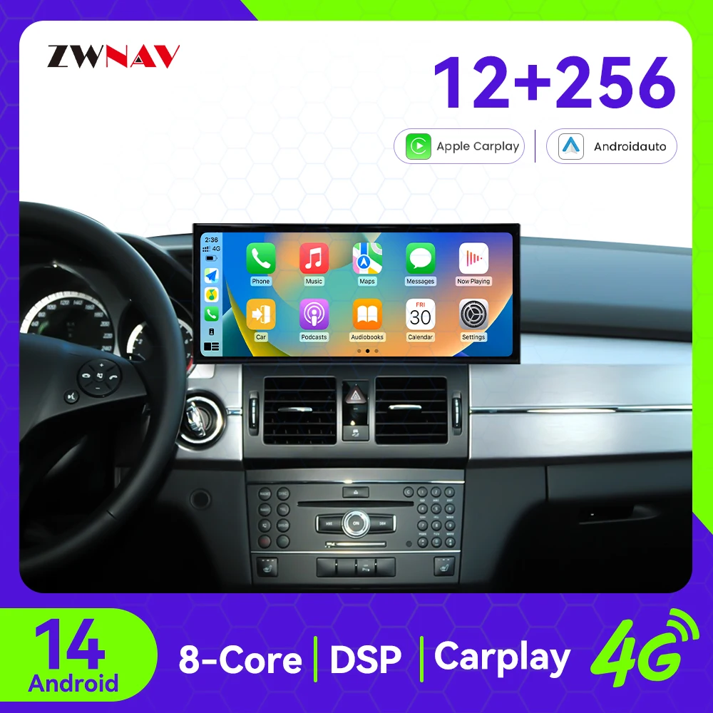 Car Radio Carplay 15.8 inch Screen For Benz GLK X204 2009-2012 NTG4.0 Android 14 GPS Navigation Multimedia Player Head Unit Auto