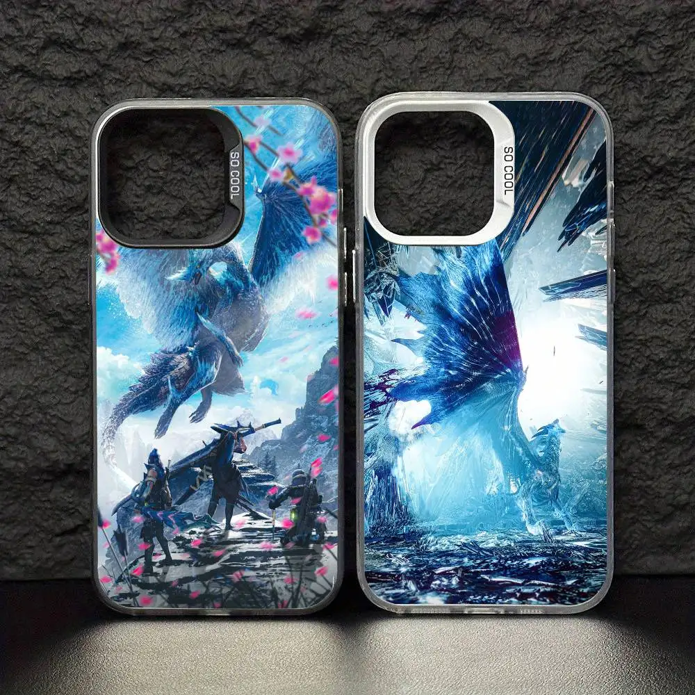 White Fatalis. M-Monster Hunter Phone Case For iPhone17,16,15,14,13,12,11 Pro Max Blcak Colorful Silver Plated Inside Cover