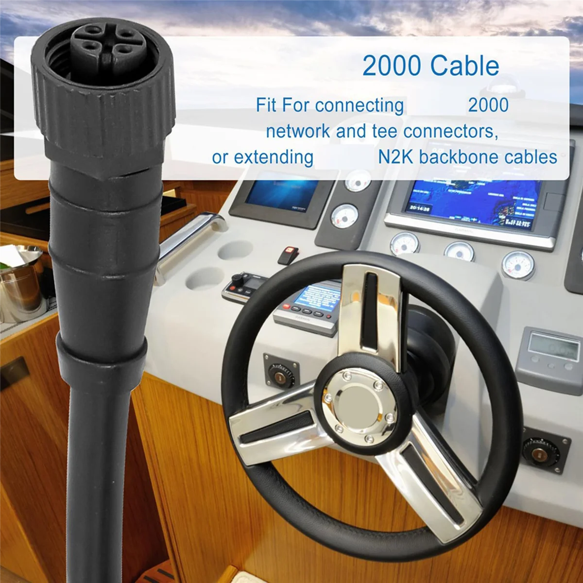 N82R 2X NMEA 2000 (N2K) 2 Meter Backbone Drop Or Extension Cable For Lowrance Simrad B&G Navico Networks With 5Pin Connector