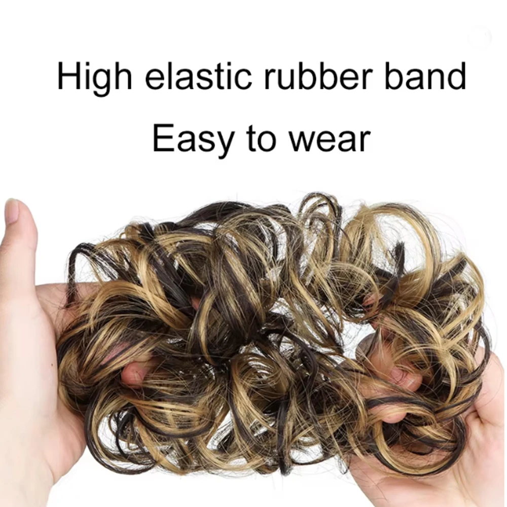 Synthetic Hair Bun Extensions Messy Curly Elastic Hair Scrunchies Hairpieces Synthetic Chignon Donut Updo Hair Pieces for Women