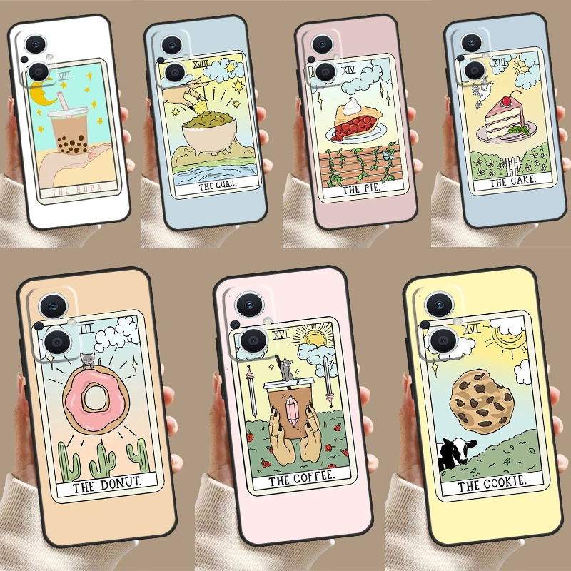 CAKE COFFEE The Boba Tarot Card Case For OPPO Reno 7 8 Lite 6 5 4 11F 10 Pro 8T 5Z 4Z OPPO Find X6 Pro X2 Neo X3 X5 Lite