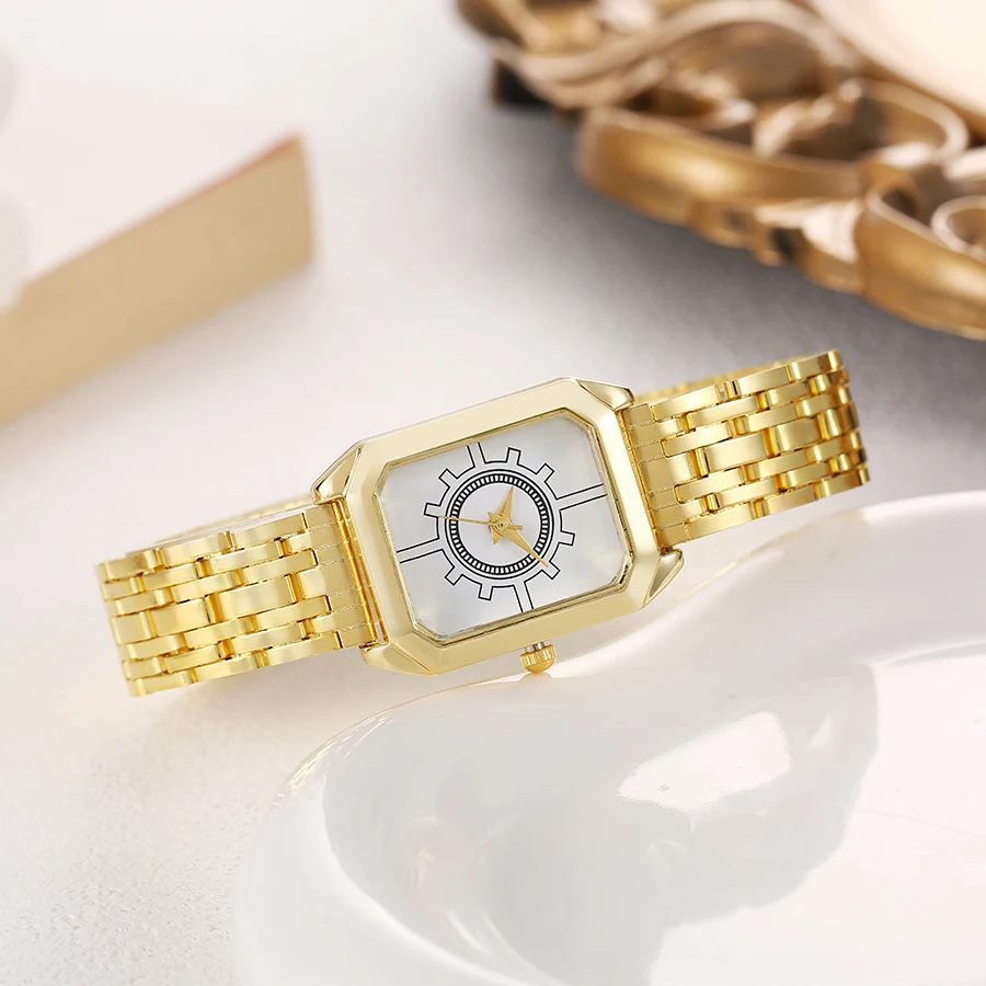 Fashion Light Luxury All-match Rectangular Dial Alloy Material Women's Quartz Watch, Suitable for Daily Wear, Christmas Gift