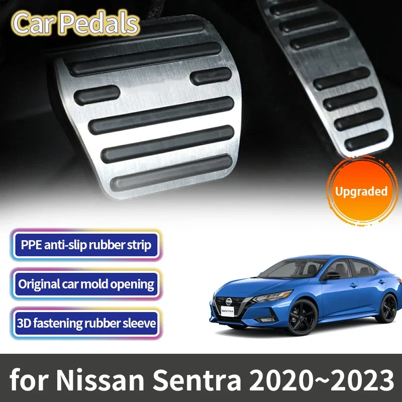 Pedales de pie para coche, almohadilla antideslizante de acero inoxidable, acelerador, freno de combustible, para Nissan Sentra Sylphy B18, 2020, 2021, 2022, 2023