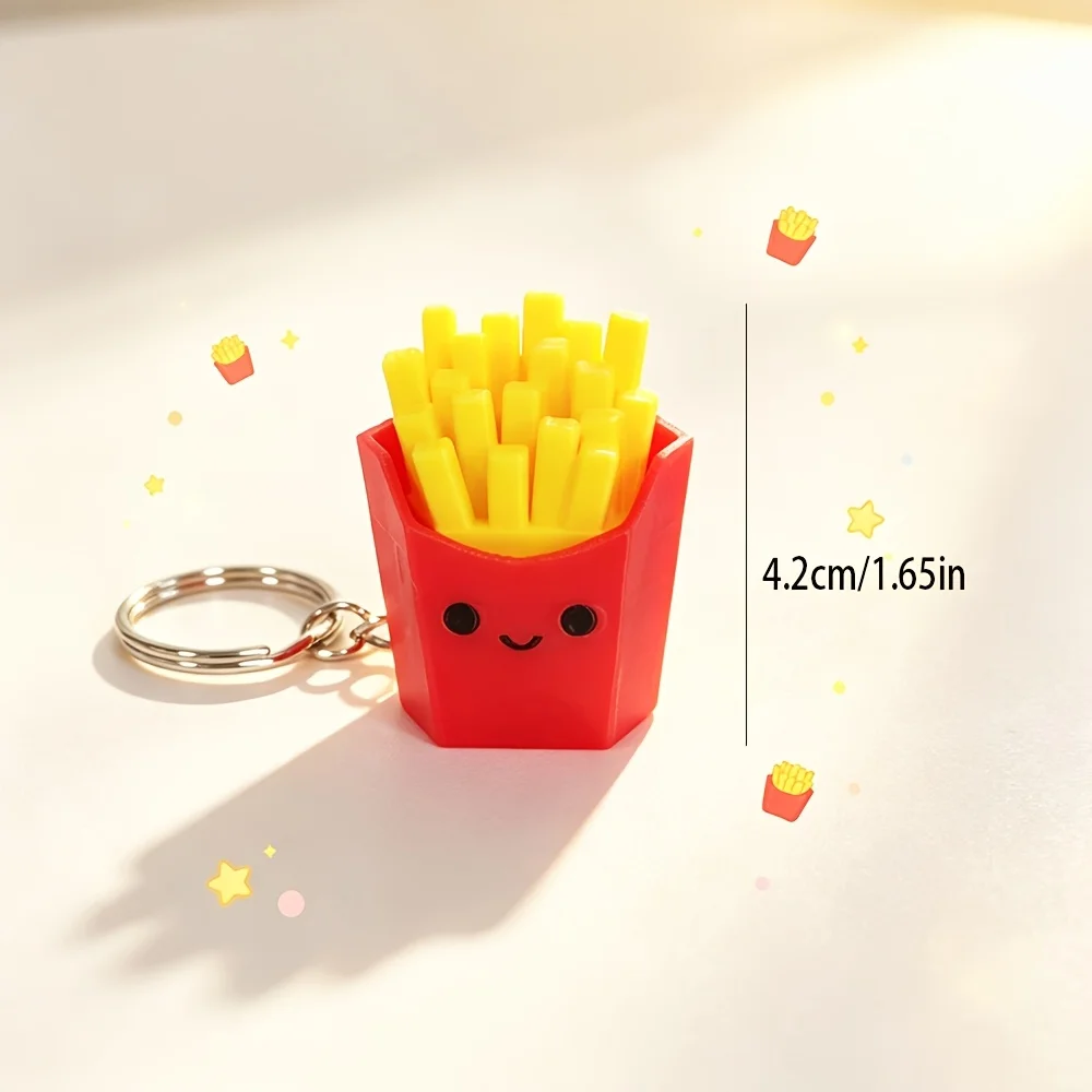 Clickable French Fries 3D Printed Fidget Keychain, Stress Relief Button, Desk Decor, Backpack Charm, Car Accessory, Keyring